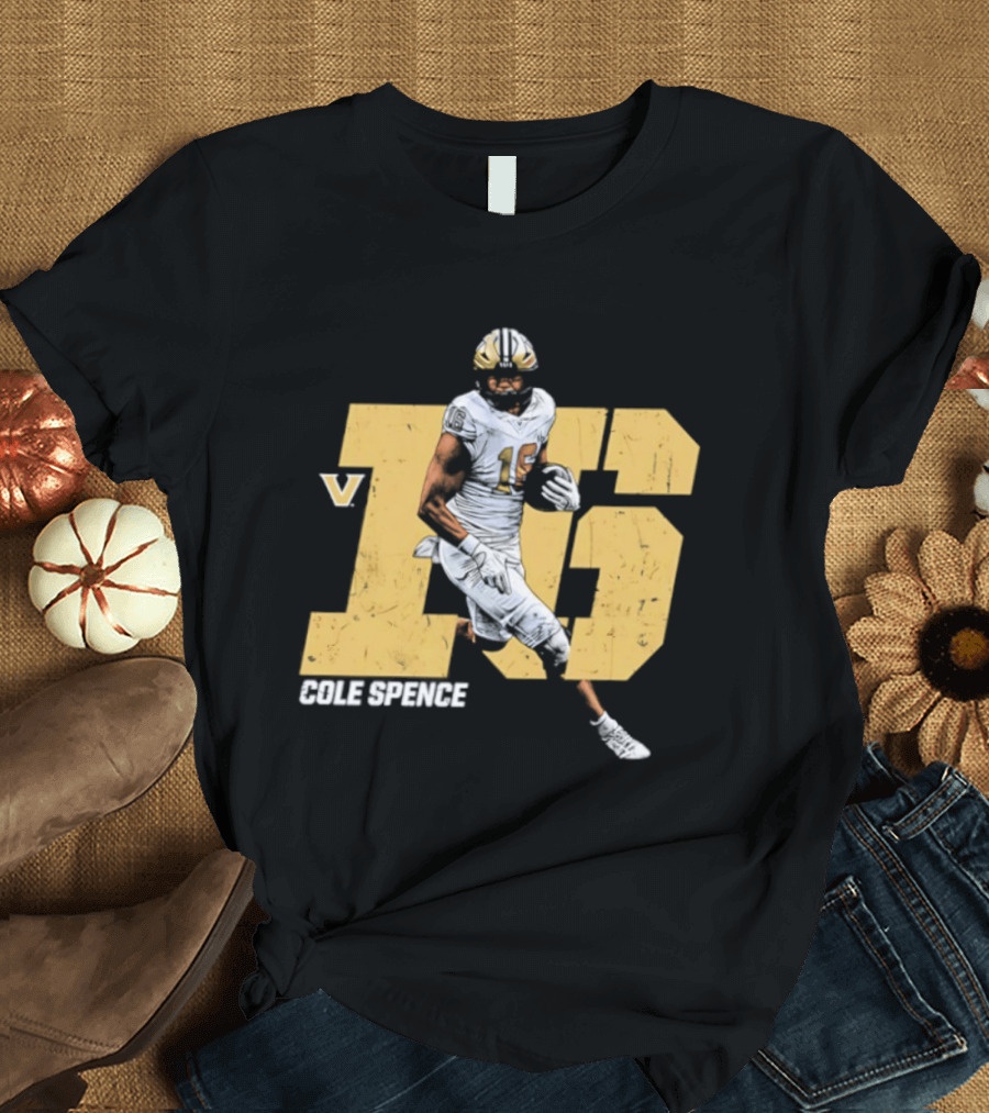 Vanderbilt Commodores Cole Spence 16 NCAA Football Player Pose T-Shirt