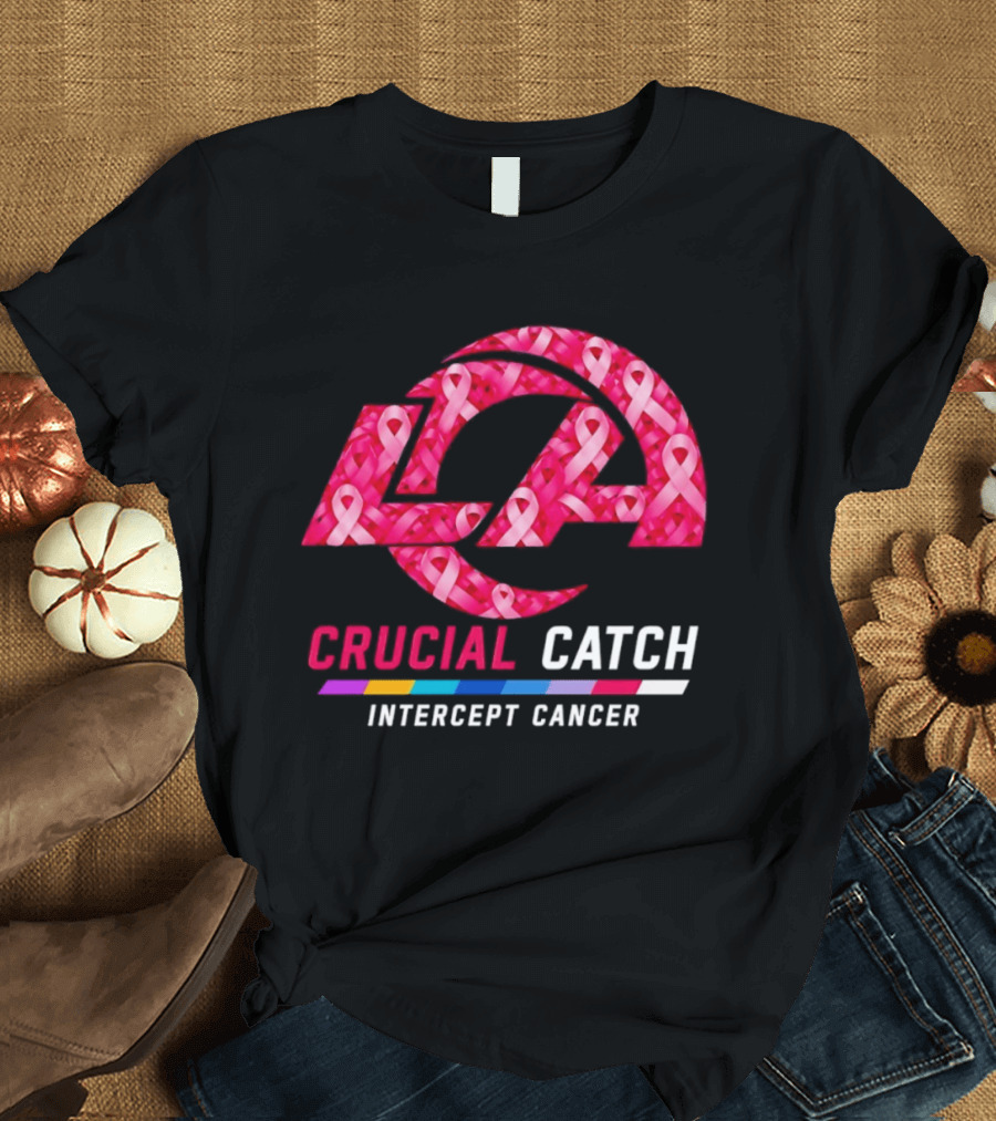 Los Angeles Rams Crucial Catch Intercept Cancer Pink Ribbon Awareness 2026 T-Shirt