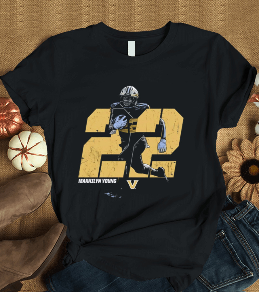 Makhilyn Young 22 Vanderbilt Commodores NCAA Football Player V T-Shirt