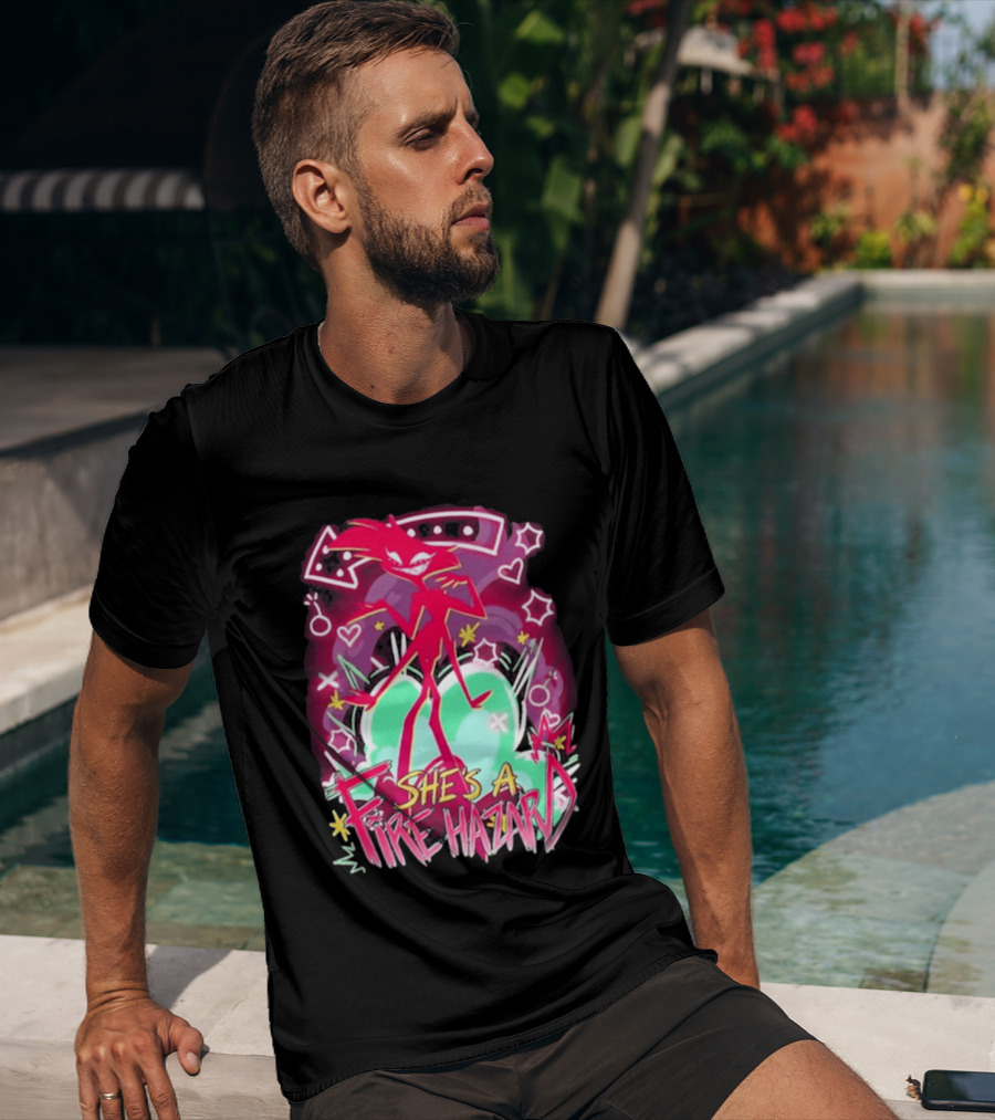 Hazbin Angel Dust She's A Fire Hazard T-Shirt