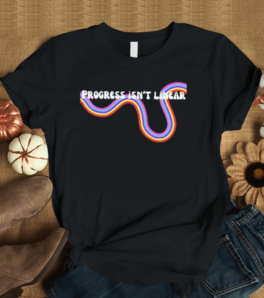Progress Isn't Linear Rainbow Ribbon Curve T-Shirt
