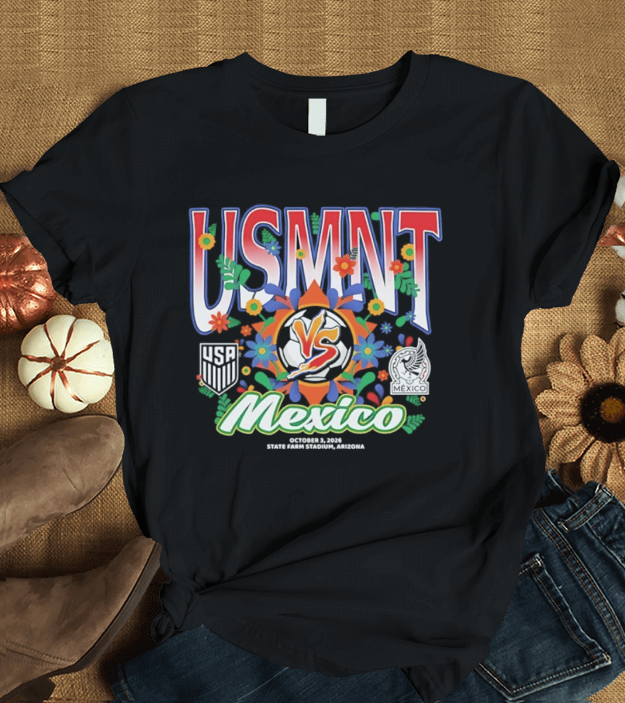 USMNT Vs Mexico 2026 Soccer Floral Celebration T-Shirt