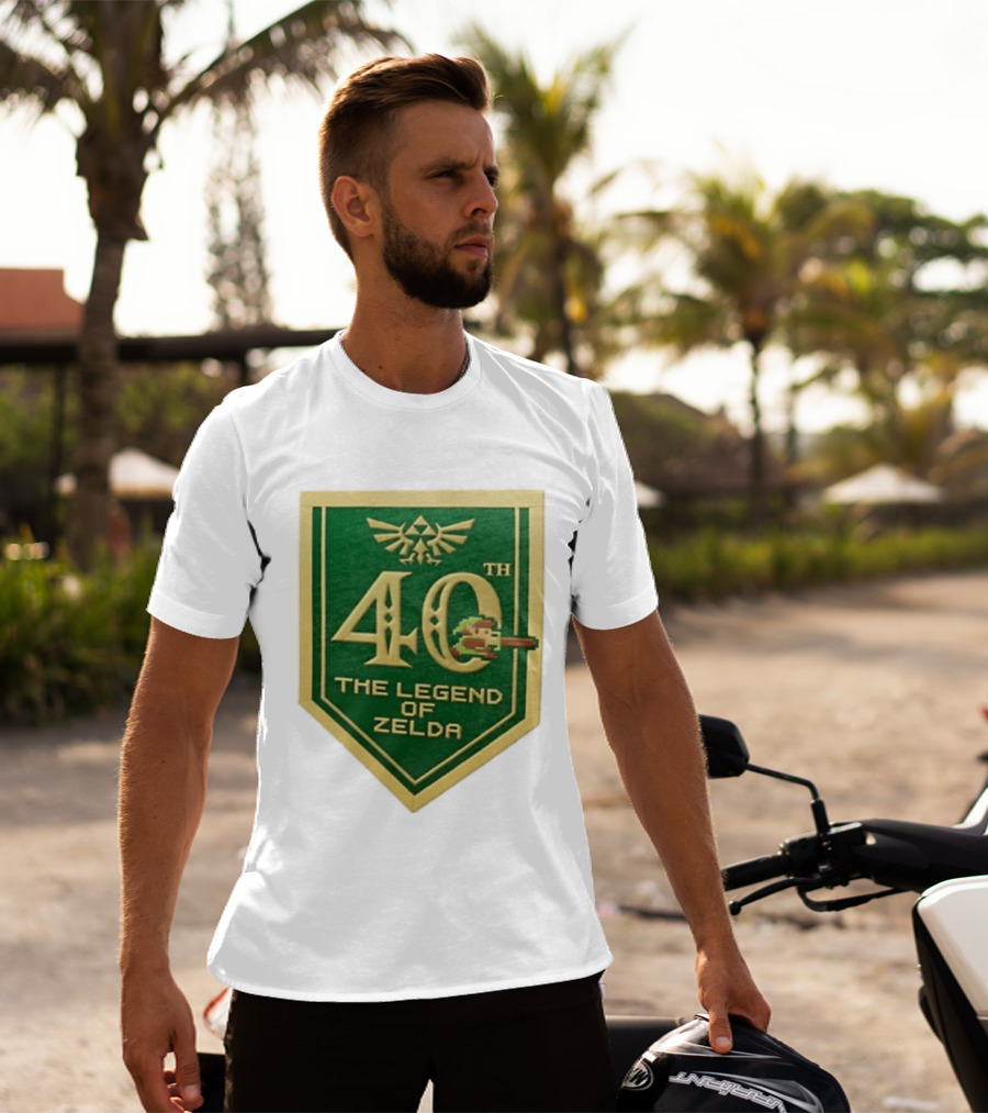40th Anniversary The Legend Of Zelda With Link Pixel Art And Triforce T-Shirt