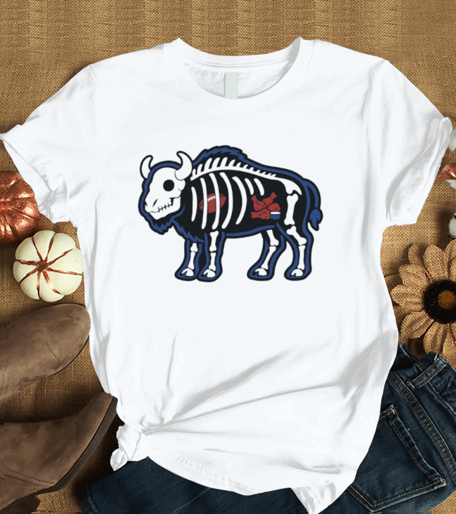 Buffalo Mafia Football X Ray Skeleton Drawing With Chicken Wings And Blue Cheese T-Shirt