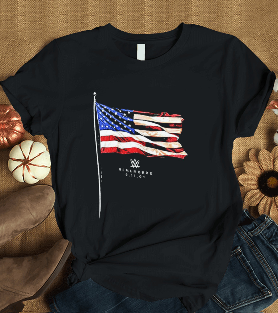 WWE Remembers American Flag Patriot Tribute Vintage Look T-Shirt