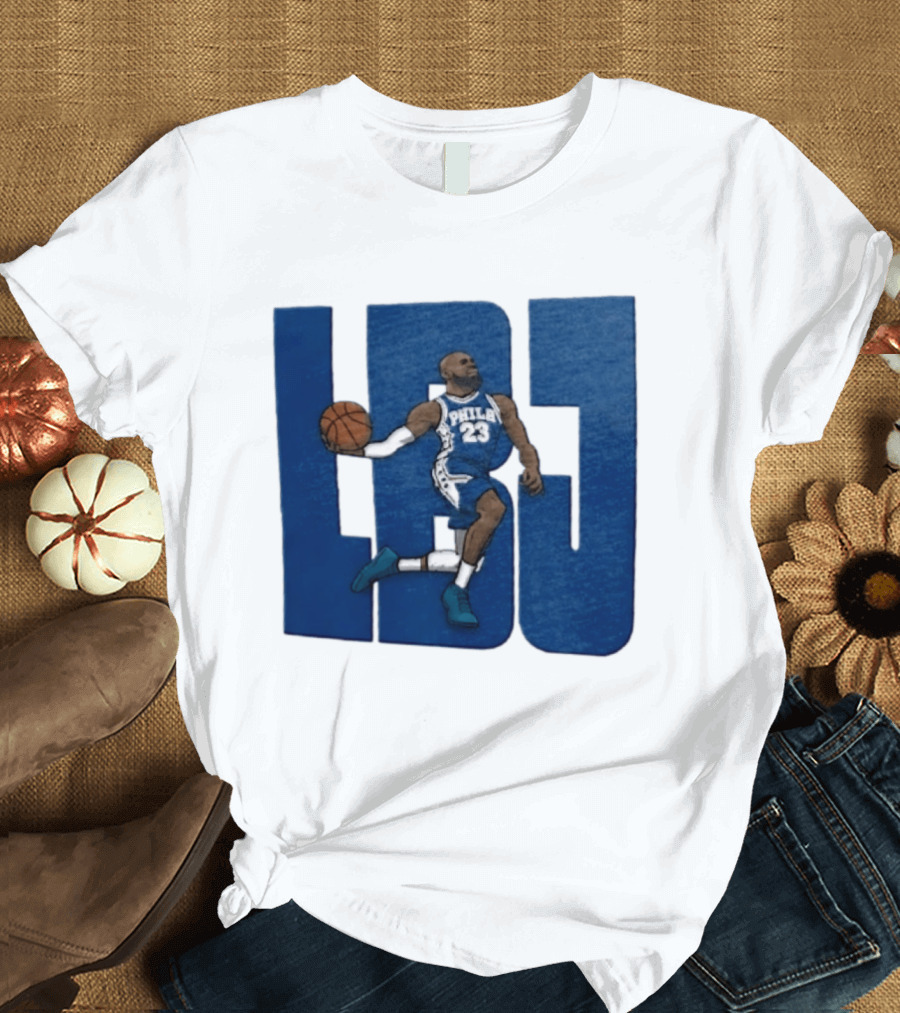 Philadelphia 76ers LBJ 23 Dribbling Basketball Caricature T-Shirt