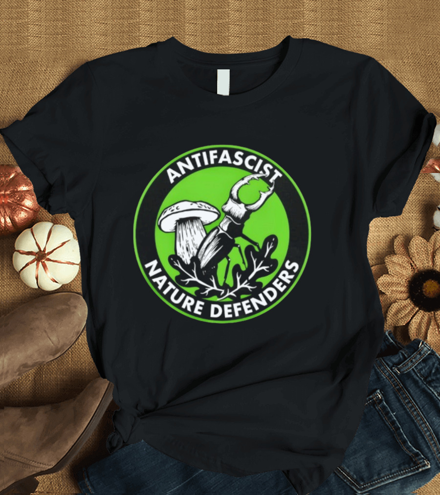 Antifascist Nature Defenders Mushroom Beetle T-Shirt