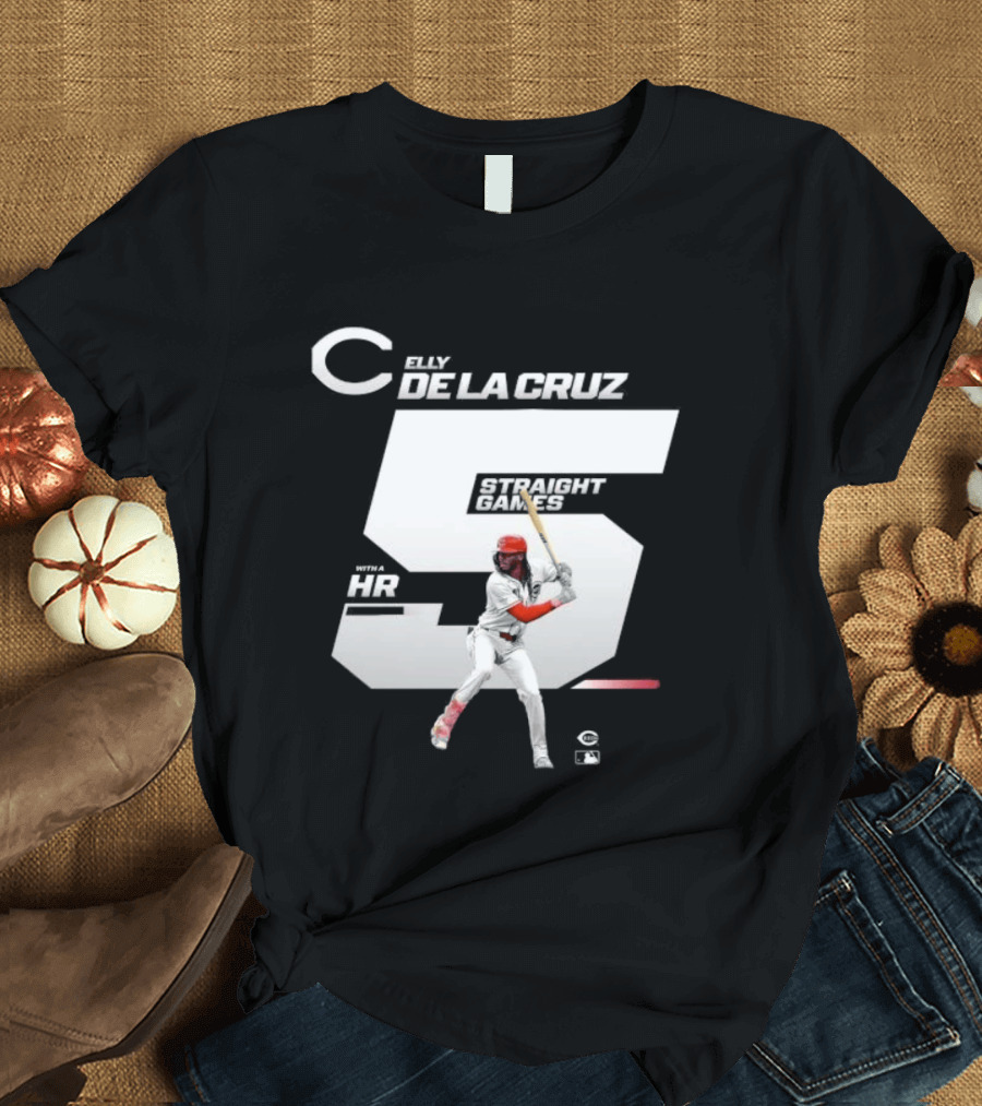Elly De La Cruz 5 Straight Game 26 HR Baseball Player T-Shirt