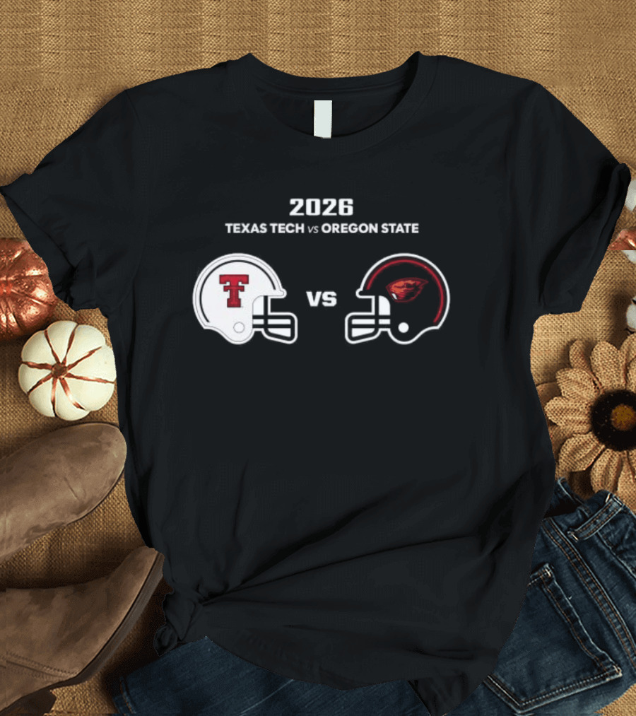 2026 Texas Tech Vs Oregon State Football Matchup Helmets T-Shirt