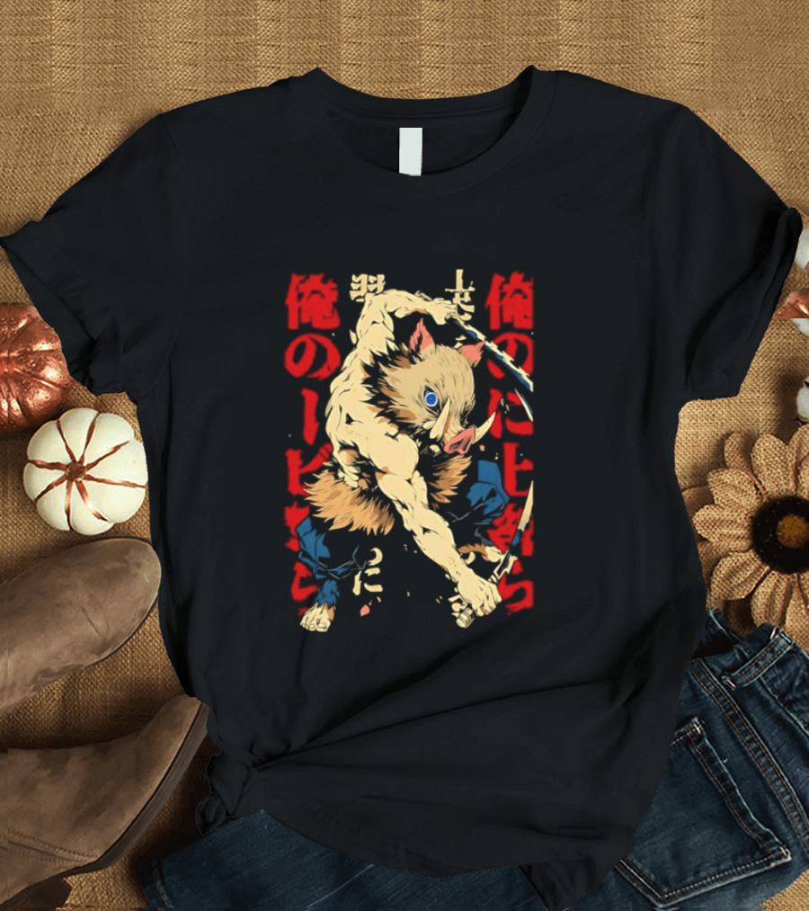 Inosuke Hashibira Beast Breathing Kanji Art Demon Slayer Anime T-Shirt