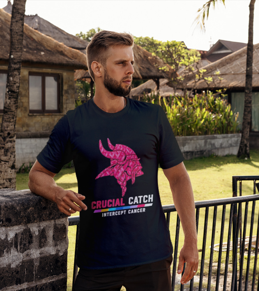 Minnesota Vikings 2026 Crucial Catch Intercept Cancer Pink Crucial Catch Intercept Cancer T-Shirt