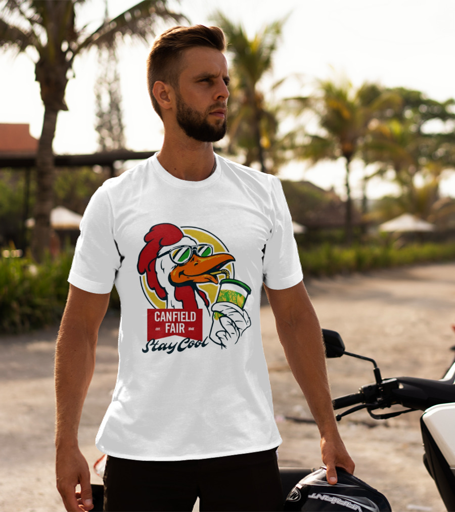 Canfield Fair Stay Cool Rooster Drinking Lemonade T-Shirt