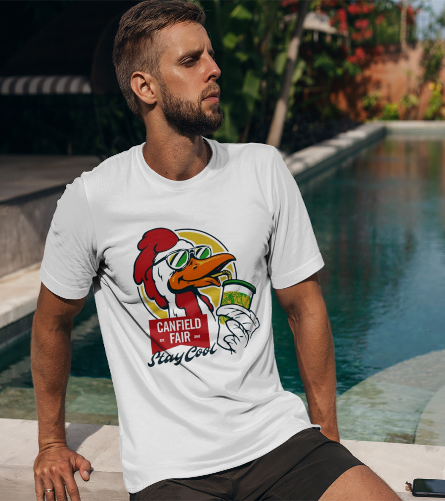 Canfield Fair Stay Cool Rooster Drinking Lemonade T-Shirt