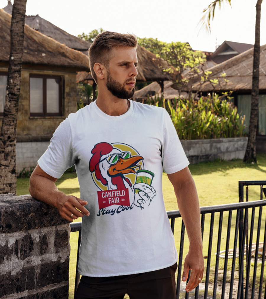 Canfield Fair Stay Cool Rooster Drinking Lemonade T-Shirt