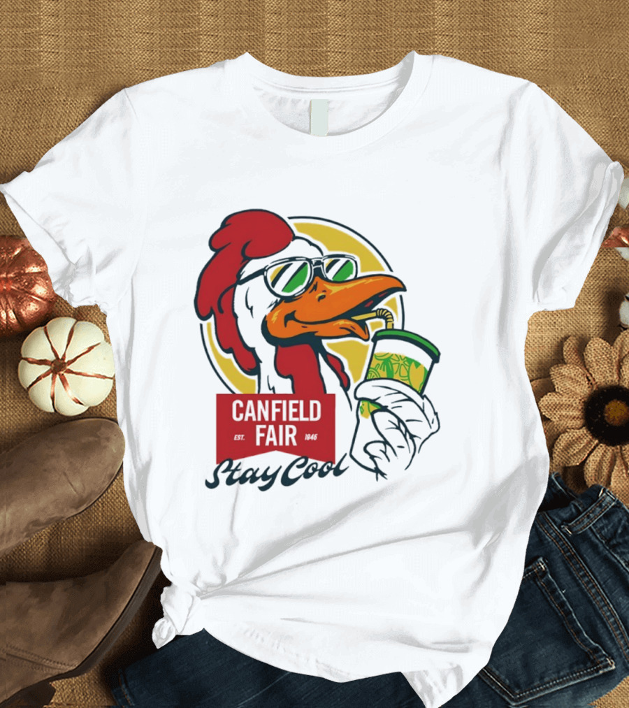 Canfield Fair Stay Cool Rooster Drinking Lemonade T-Shirt