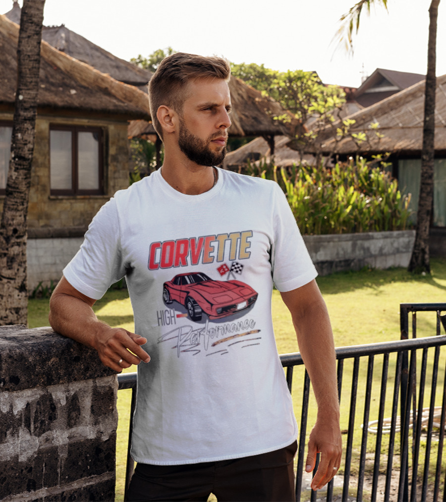 Corvette High Performance Chevrolet Sports Car Red Classic Vehicle T-Shirt