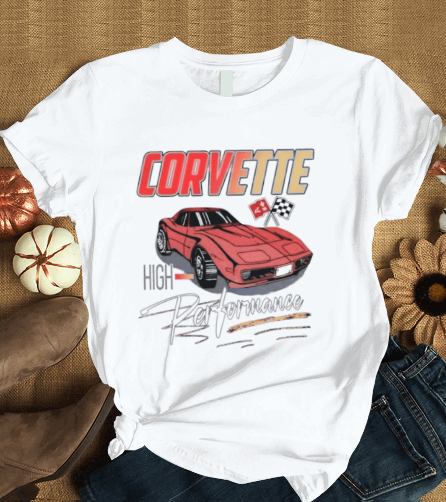 Corvette High Performance Chevrolet Sports Car Red Classic Vehicle T-Shirt