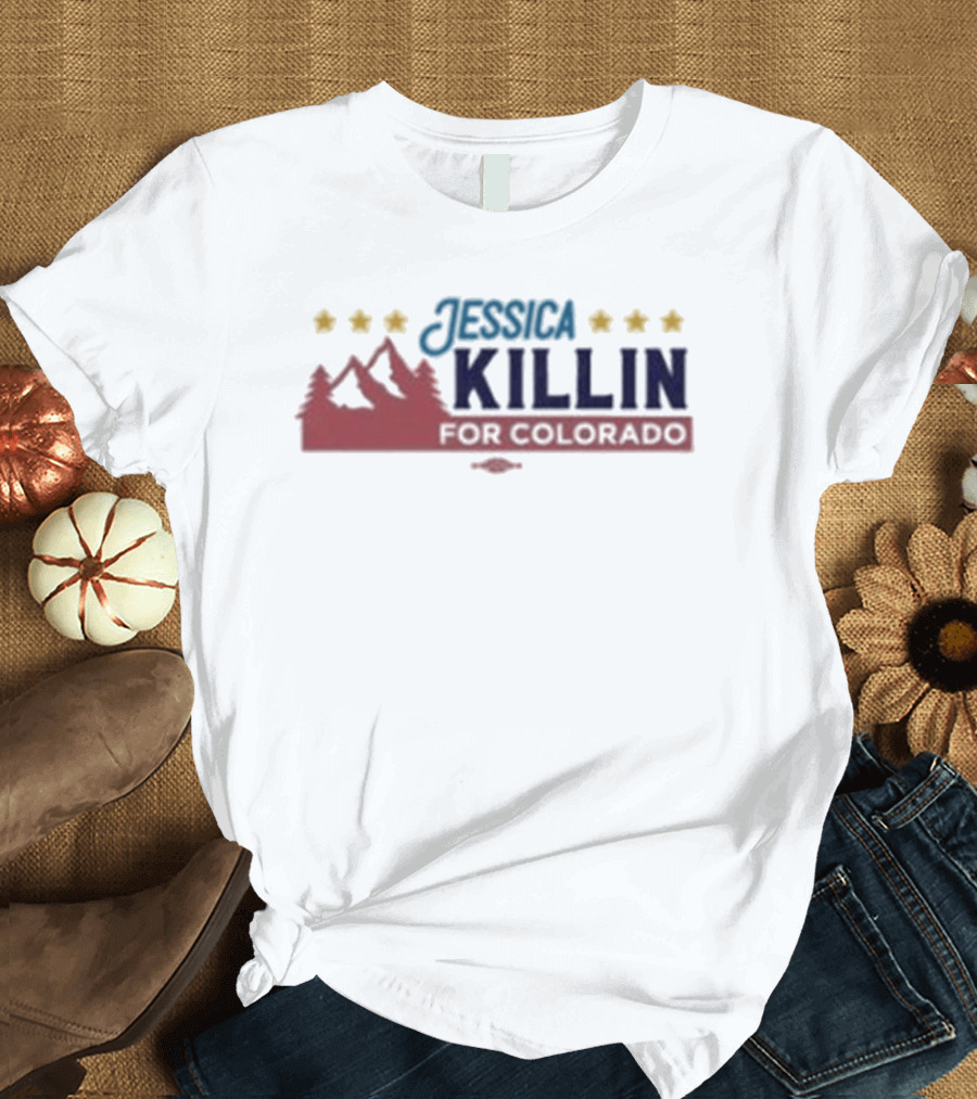 Jessica Killin For Colorado Five Stars Mountain And Trees T-Shirt
