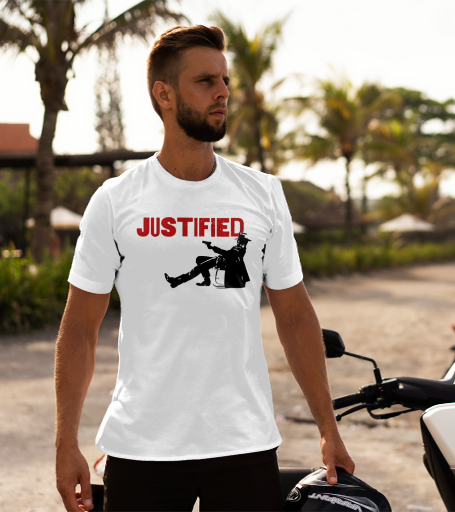 JUSTIFIED Cowboy Silhouette With Gun T-Shirt
