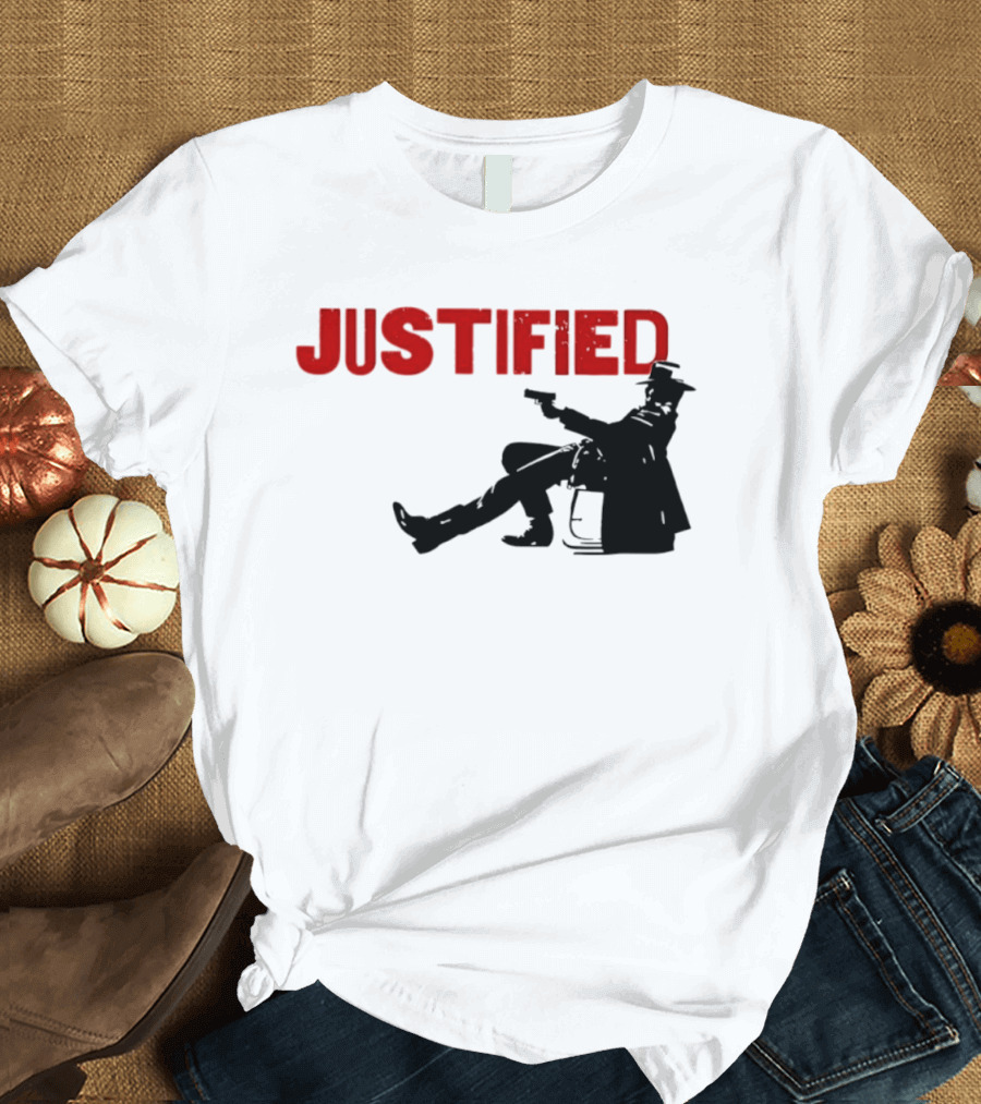 JUSTIFIED Cowboy Silhouette With Gun T-Shirt