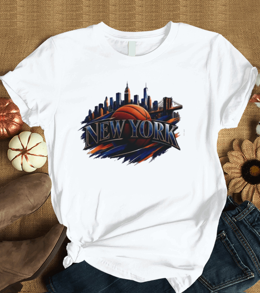 New York Basketball Skyline Cityscape T-Shirt