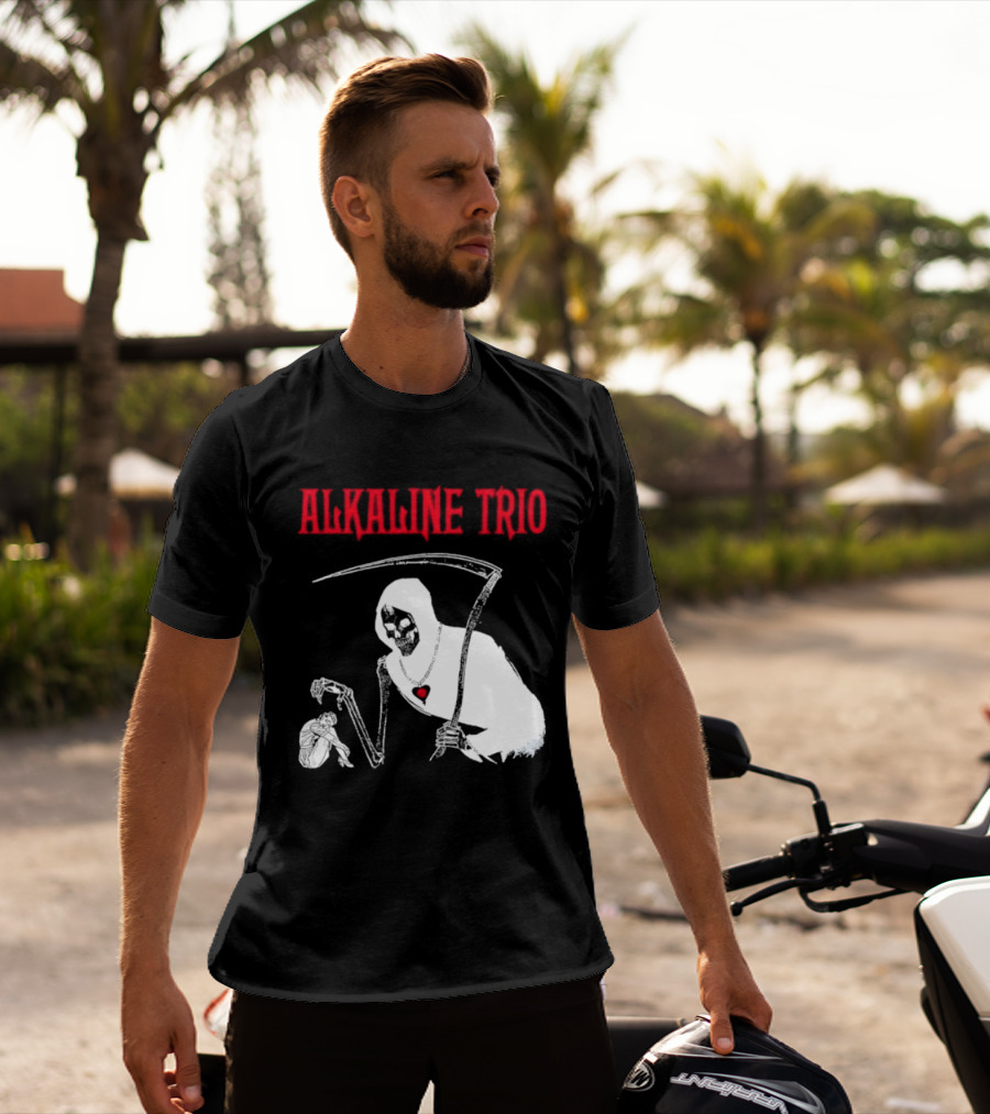 Alkaline Trio Grim Reaper Scythe Heart Skeleton T-Shirt