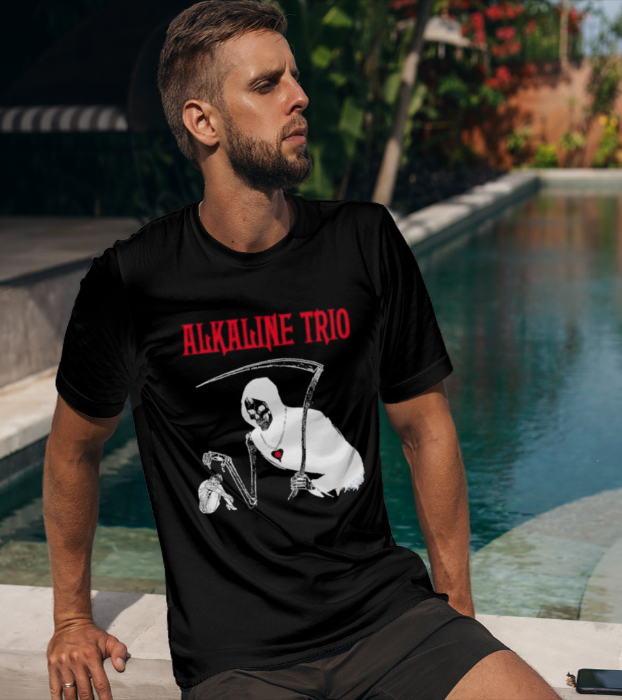 Alkaline Trio Grim Reaper Scythe Heart Skeleton T-Shirt