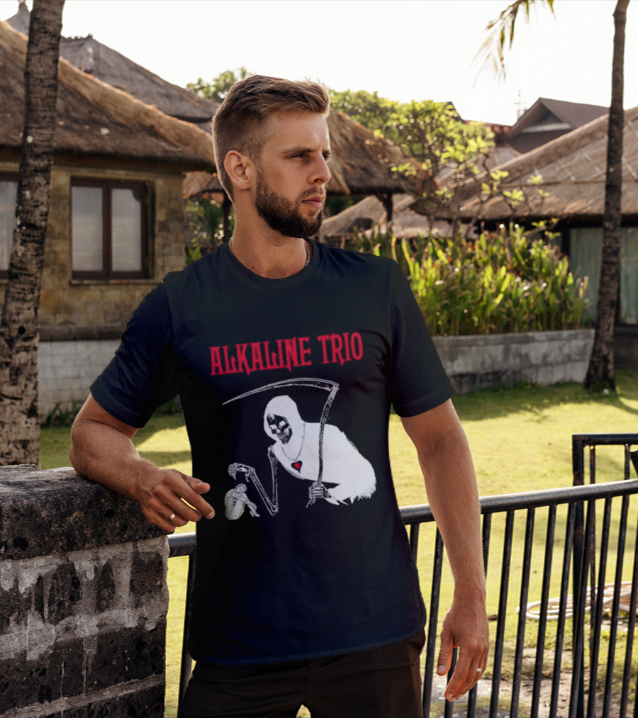 Alkaline Trio Grim Reaper Scythe Heart Skeleton T-Shirt