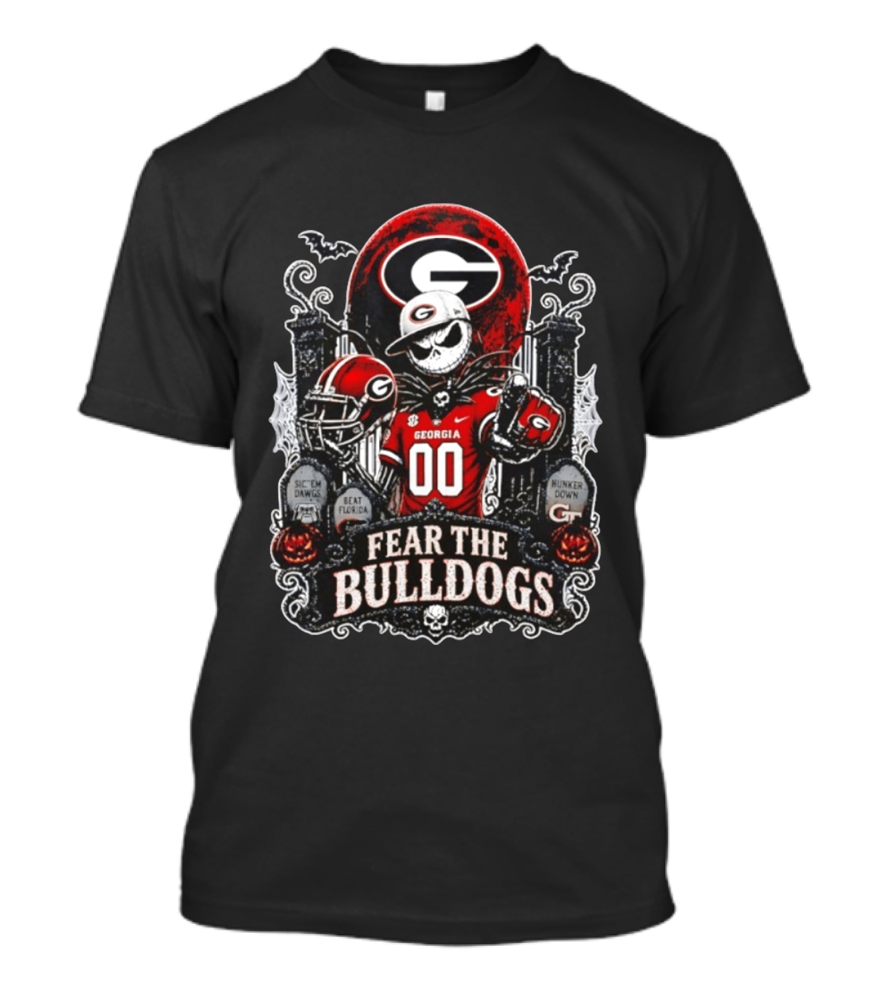 Fear The Bulldogs Georgia Jack Skellington Halloween 2026 Sic 'Em Dawgs Beat Florida Hunker Down T-Shirt