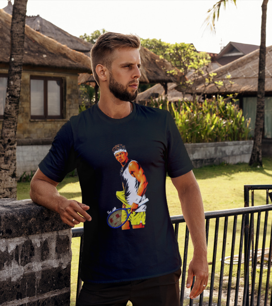 Ben Shelton Tennis Player 2026 Cartoon With Headband And Racket T-Shirt