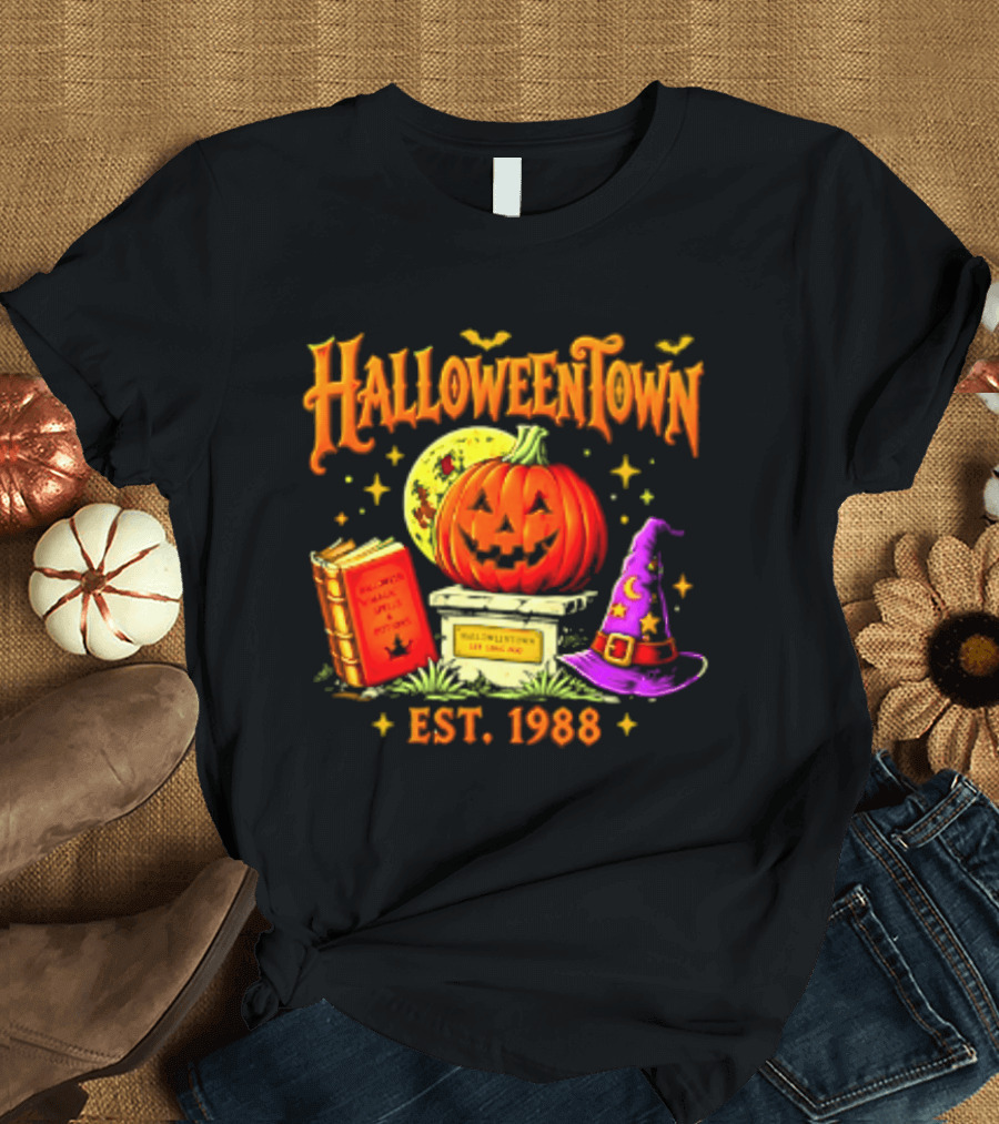 Halloweentown Est 1988 Magic Spells And Potions Pumpkin Witch Hat Book T-Shirt