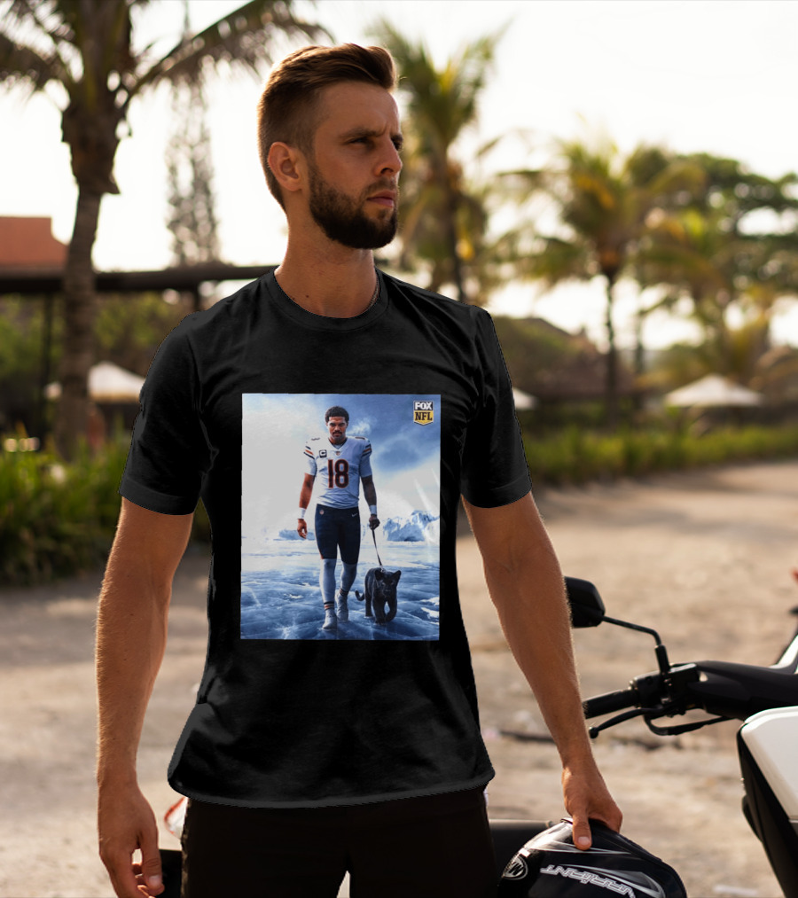 Chicago Bears Caleb Williams Black Panther NFL Ice Walk T-Shirt