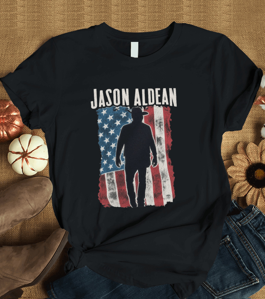Jason Aldean Tour 2026 American Flag Cowboy T-Shirt