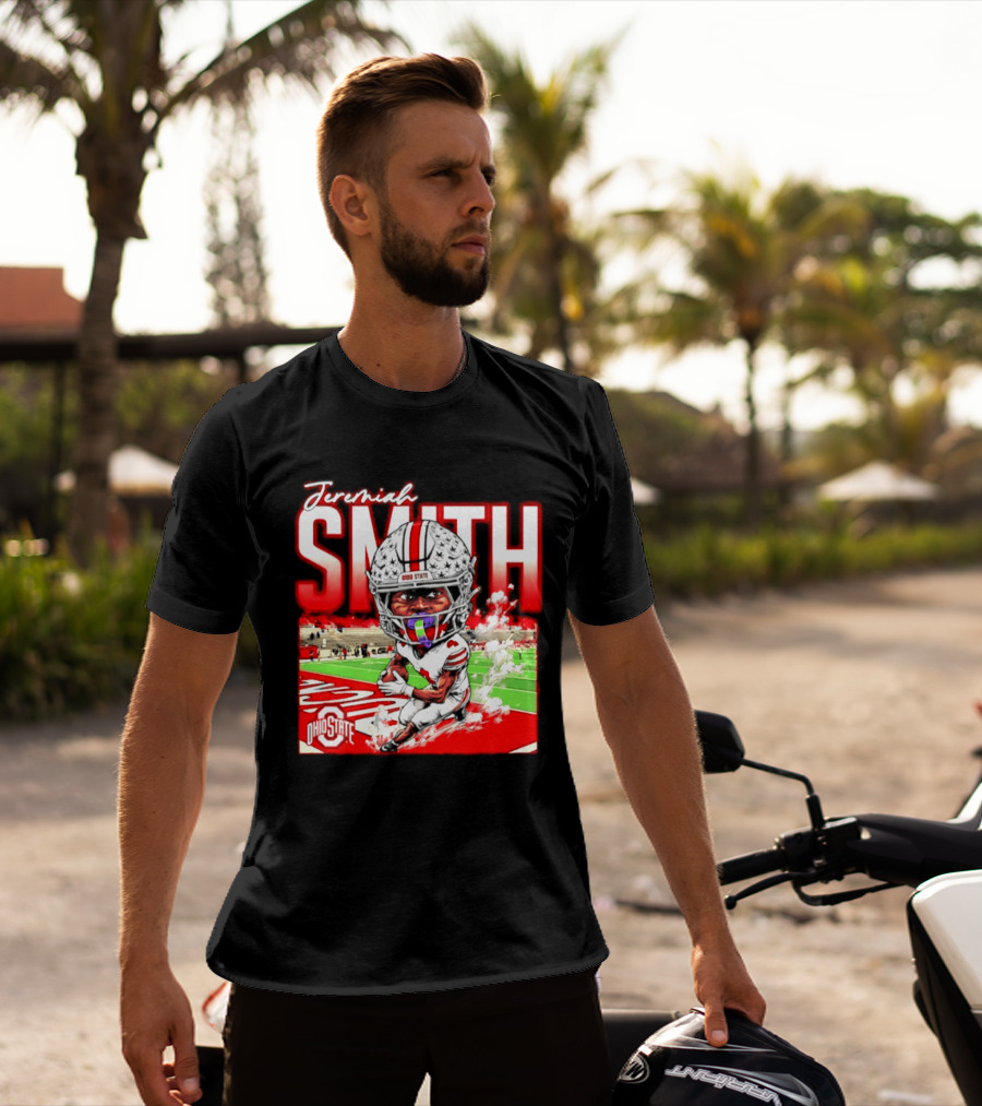 Jeremiah Smith Ohio State Buckeyes NCAA Player Running Caricature T-Shirt