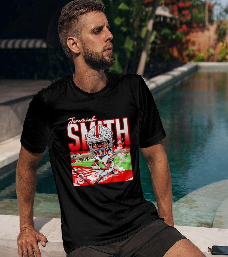Jeremiah Smith Ohio State Buckeyes NCAA Player Running Caricature T-Shirt