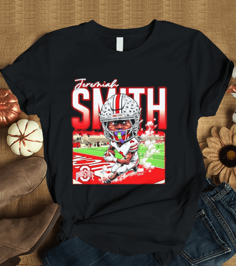 Jeremiah Smith Ohio State Buckeyes NCAA Player Running Caricature T-Shirt