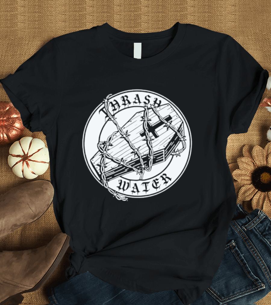 Thrash Water Coffin Barbed Wire Hardcore Punk Circle T-Shirt