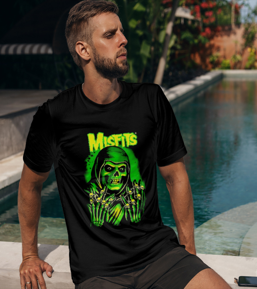 Misfits Fiend Club 26 Punk Rock Jerry Only Skull Neon Green T-Shirt