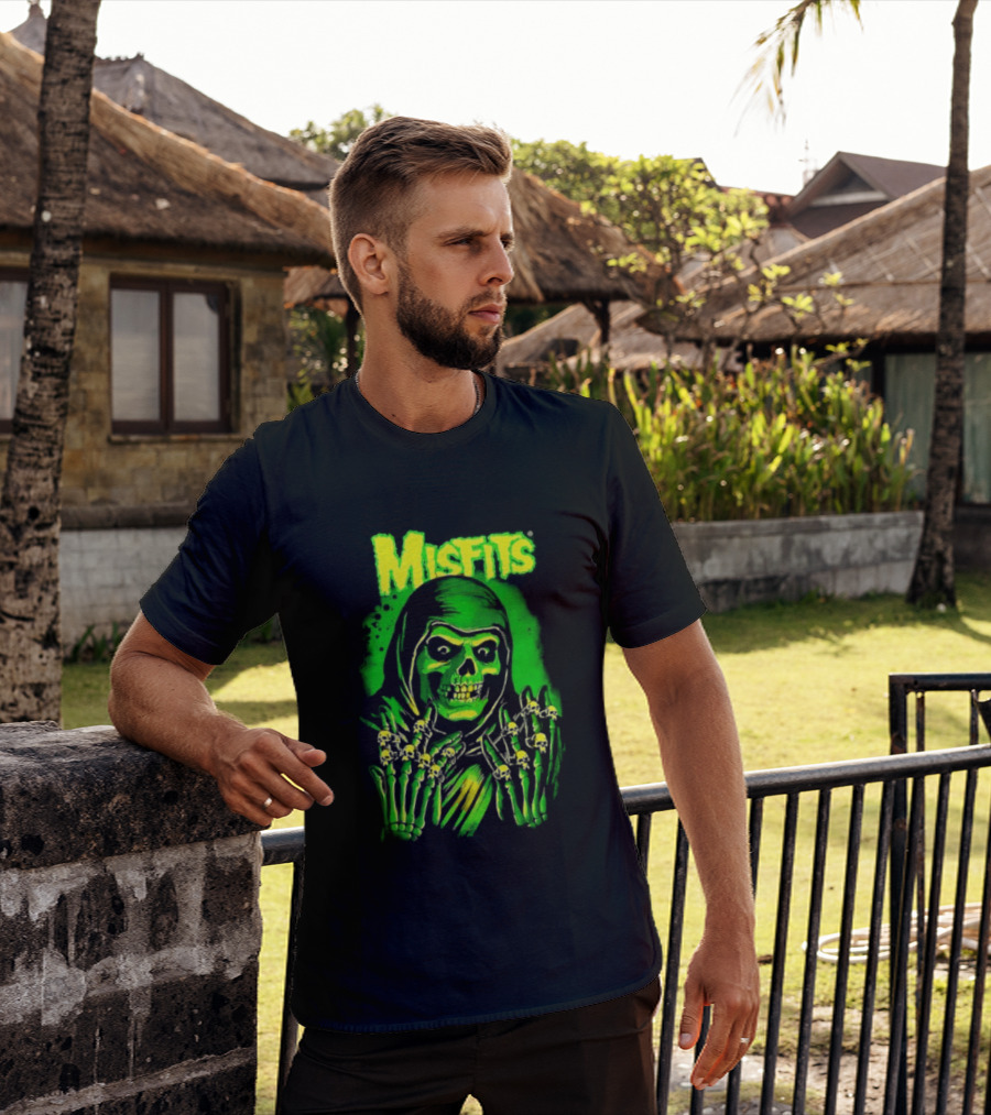Misfits Fiend Club 26 Punk Rock Jerry Only Skull Neon Green T-Shirt