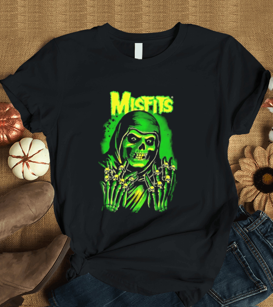 Misfits Fiend Club 26 Punk Rock Jerry Only Skull Neon Green T-Shirt