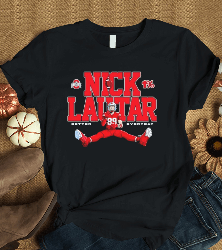 Nick Lautar 89 Ohio State Buckeyes Better Everyday Caricature Player 1% T-Shirt