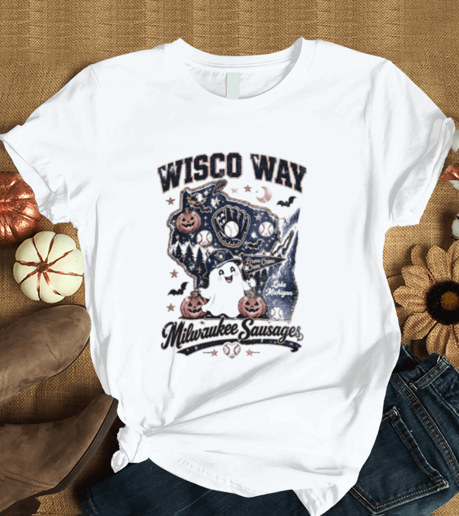 Wisco Way Milwaukee Sausages Halloween Ghosts 2026 T-Shirt