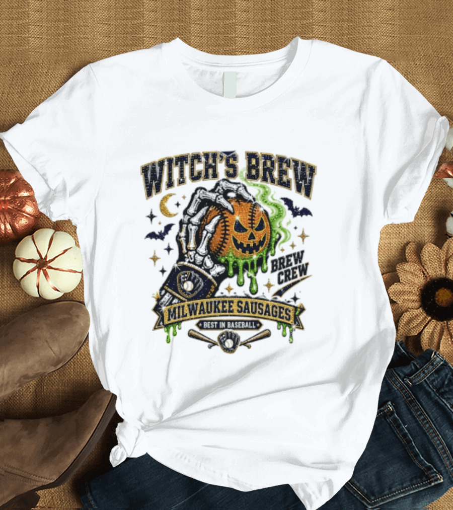 Witch's Brew Milwaukee Sausages Brew Crew Best In Baseball Halloween 2026 T-Shirt