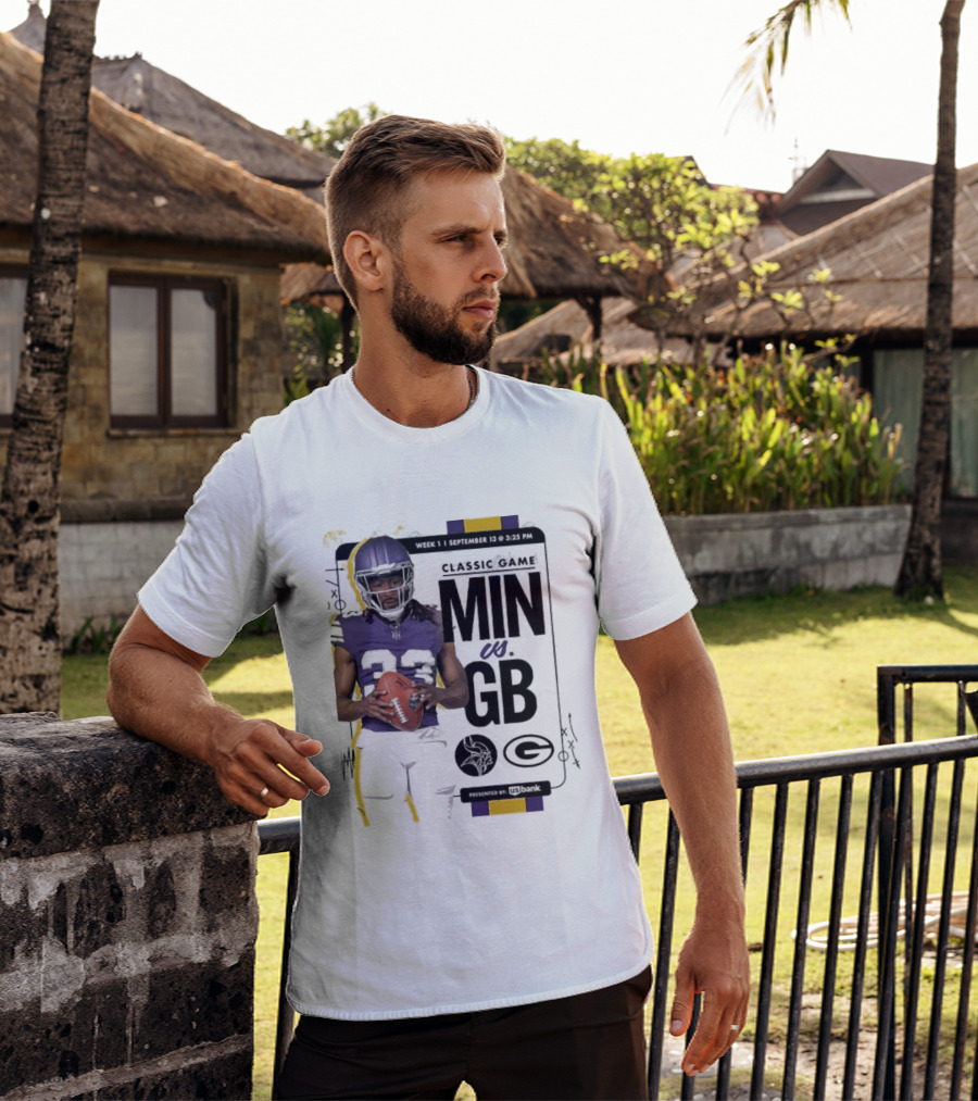 Minnesota Vikings Versus Green Bay Packers Classic Game Aaron Jones MIN GB T-Shirt
