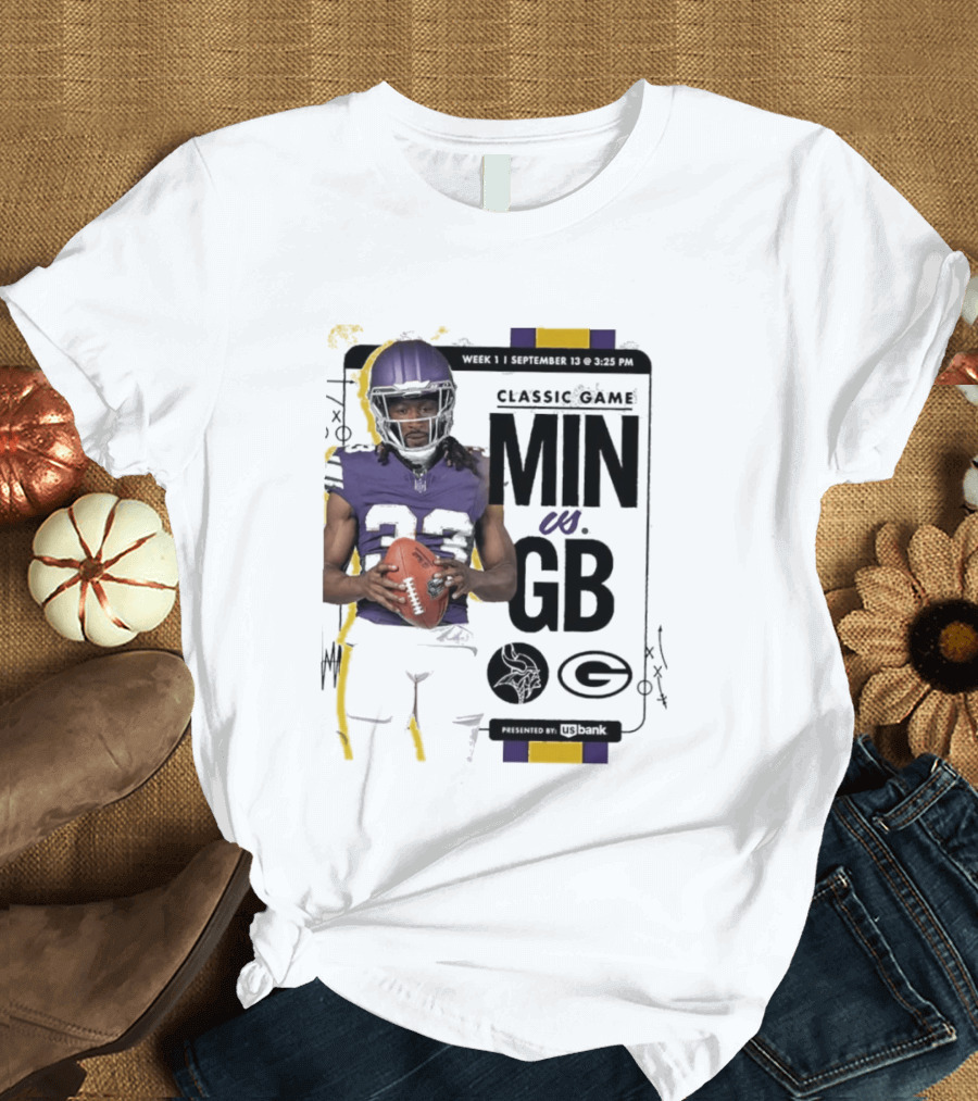 Minnesota Vikings Versus Green Bay Packers Classic Game Aaron Jones MIN GB T-Shirt