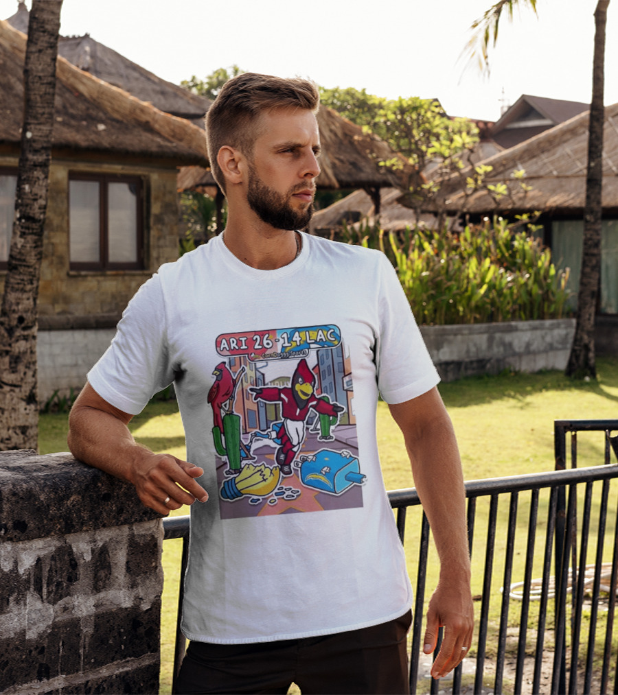 Arizona Cardinals Vs Los Angeles Chargers Corndoggy Sports Doodle Game Day ARI 26 14 LAC T-Shirt