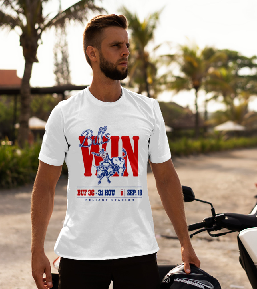 Bills Win BUF 36 31 HOU Week 1 Sep 13 Reliant Stadium Retro Style Football Victory Celebration T-Shirt