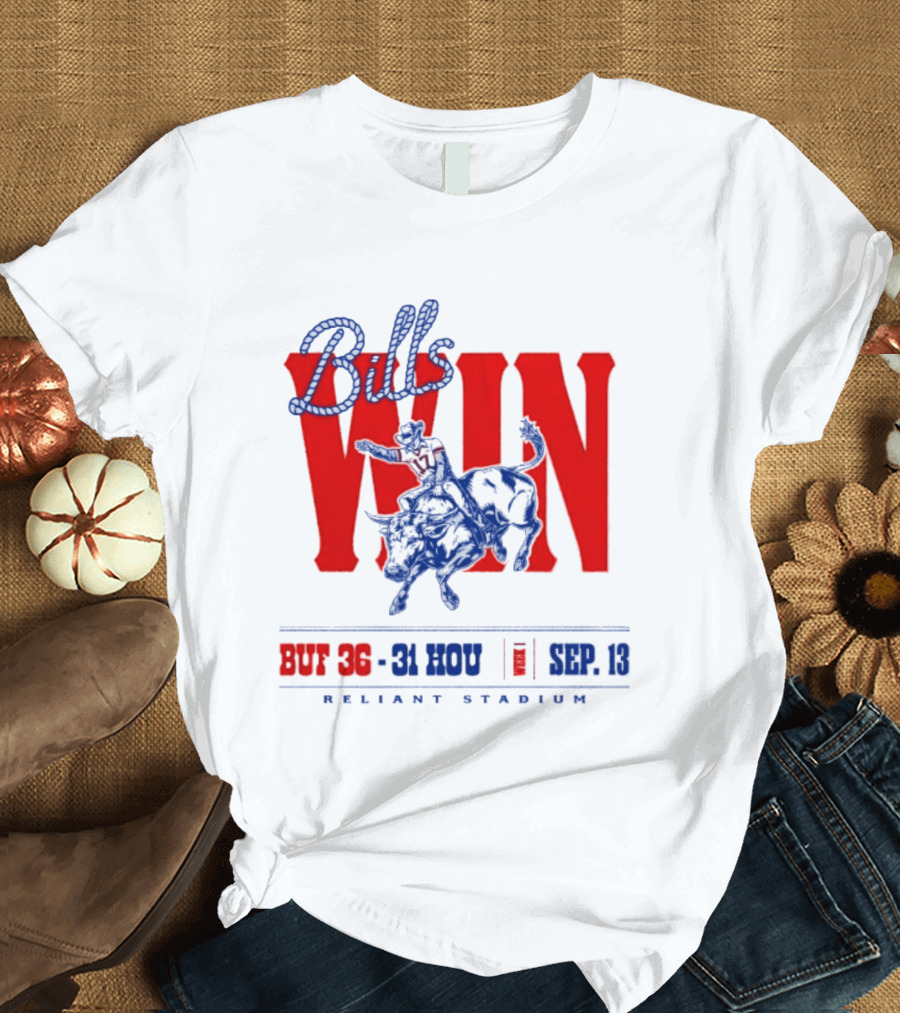 Bills Win BUF 36 31 HOU Week 1 Sep 13 Reliant Stadium Retro Style Football Victory Celebration T-Shirt
