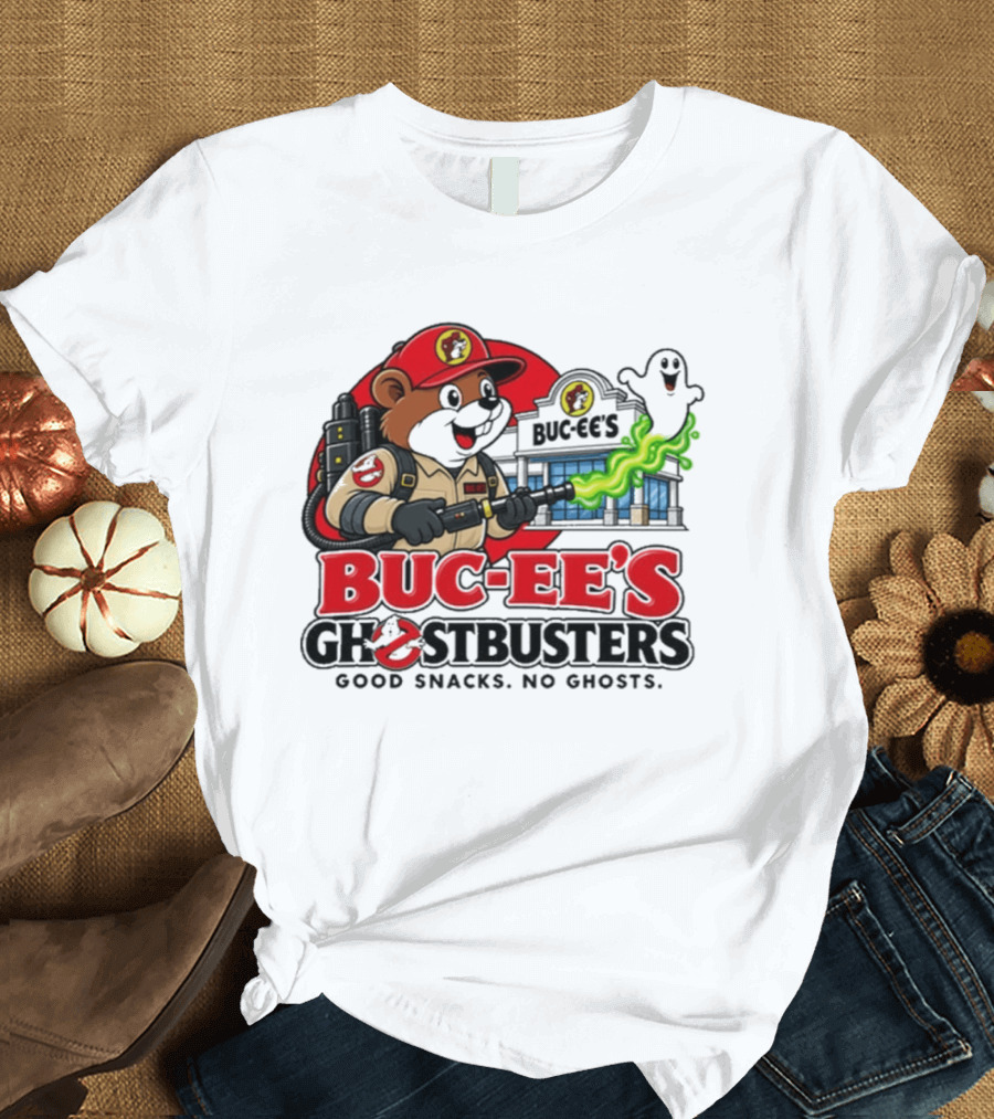 Buc Ee's Ghostbusters Good Snacks No Ghosts Ghostbuster T-Shirt