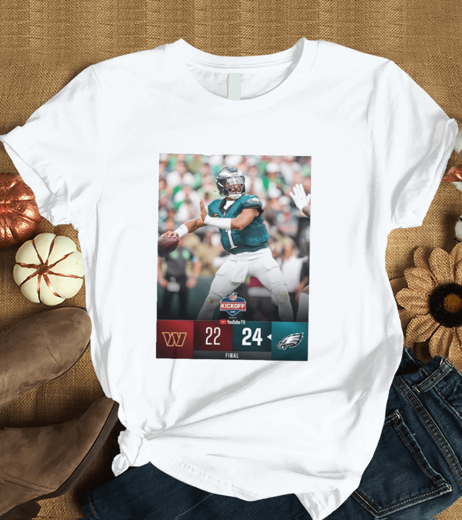 Jalen Hurts NFL Kickoff Philadelphia Eagles Victory 24 22 Final T-Shirt